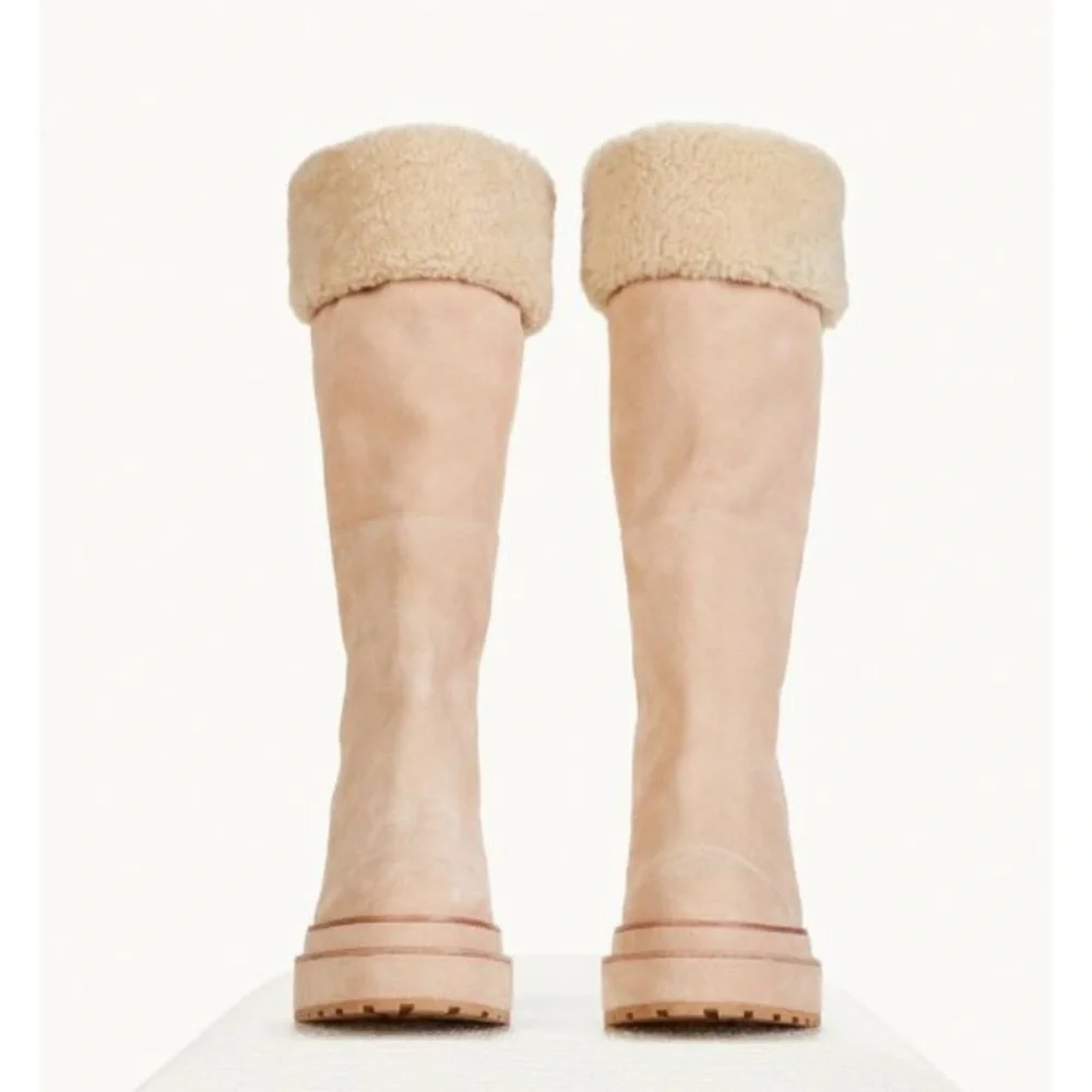 CULT GAIA SOMMAR SUEDE LEATHER/SHEARLING FOLD OVER STYLE BOOTS SIZE EU 39 - Picture 4 of 8